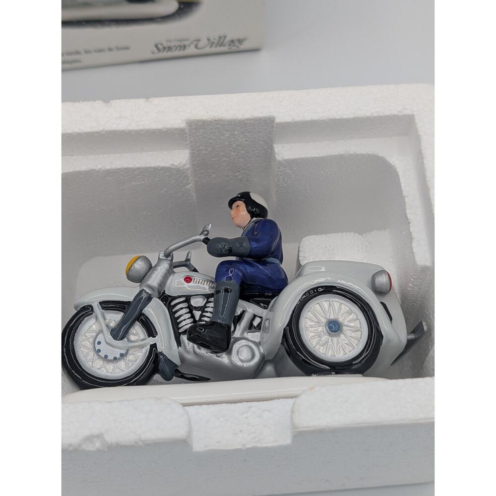 Department 56 Snow Village Harley Davidson Patrolling The Road 54971 Retired MIB - Picture 2 of 2